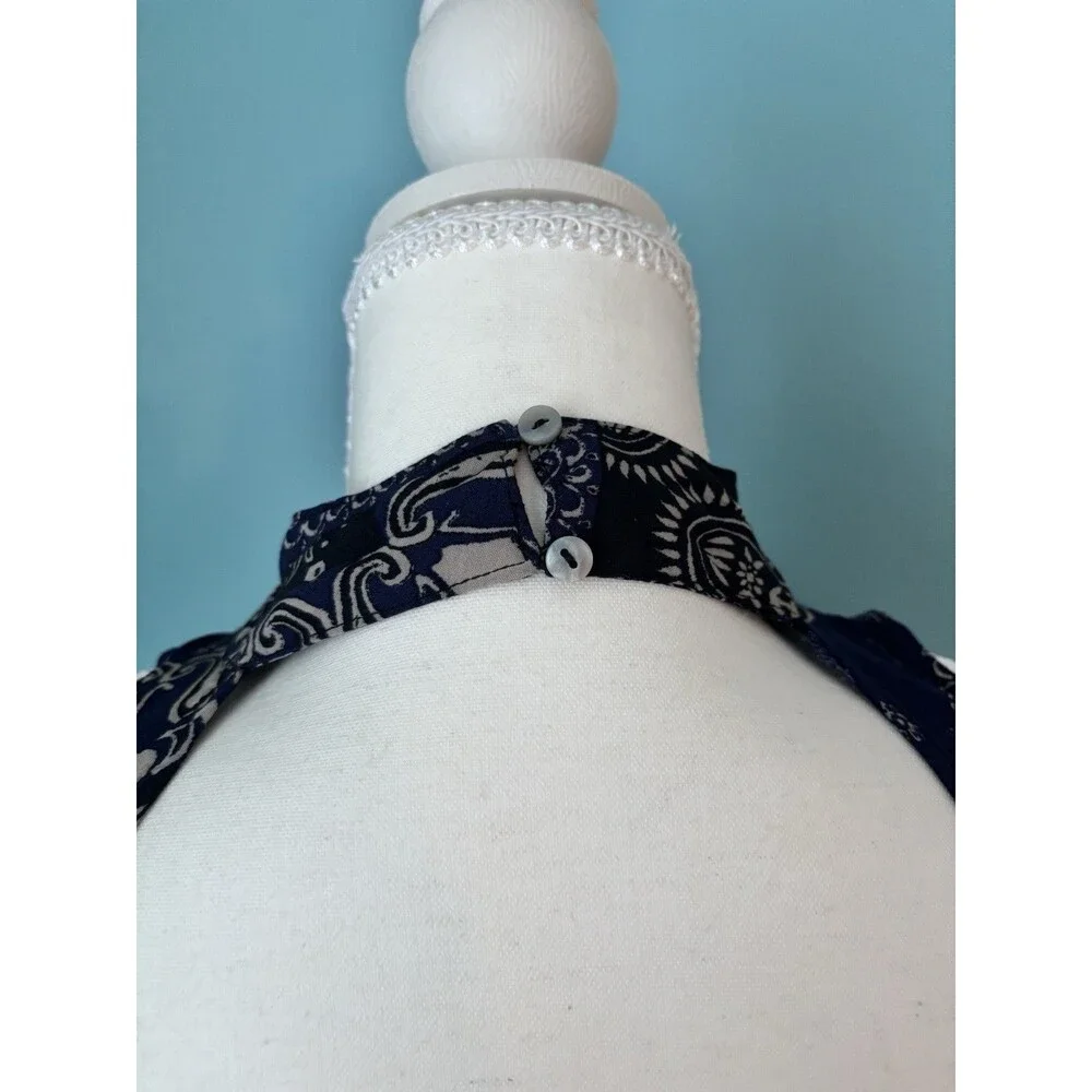 Free People Intimately Beaux Bandana Print Swing Dress Blue Open Back Mini Small
